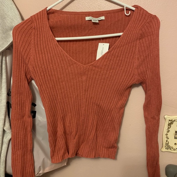 American Eagle Outfitters Tops - American Eagle CROPPED V-NECK PULLOVER SWEATER